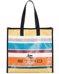 Etro - Multi Color Nylon Striped Tote Bag - Lyst