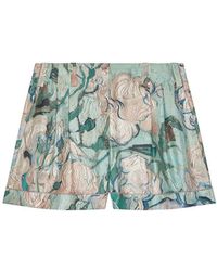 Givenchy - Shorts de seda con estampado de rosas de - Lyst