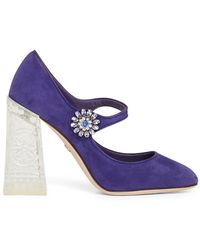Dolce & Gabbana - Zapatos de tacón de tacón de cristal de ante morado - Lyst