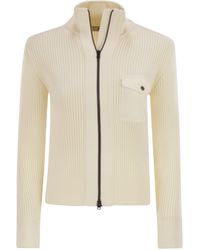 Herno - Wool Ribbed Cardigan - Lyst