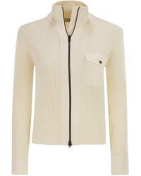 Herno - Wool Ribbed Cardigan - Lyst