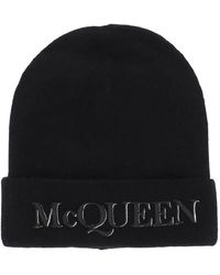 Alexander McQueen - Cashmere Mütze mit Logo -Stickerei - Lyst