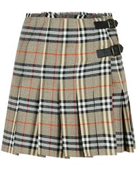 Burberry - Gray Wool Mini Kilt - Lyst