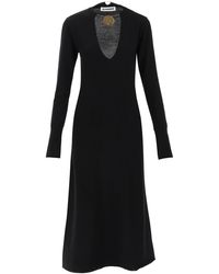 Jil Sander - Wool Knit Midi -jurk Met Ketting - Lyst