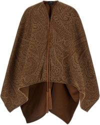 Etro - Paisley Pattern Cape Mantelle Marrone-Donna - Lyst