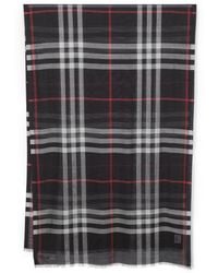 Burberry - Giant Check Wool And Silk Blend Scarf - Lyst