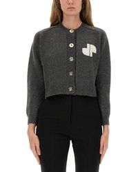 Patou - Logo Crew Neck Cardigan - Lyst