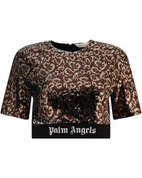 Palm Angels - Pailletten Logo Tape T -Shirt - Lyst
