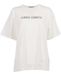 Alberta Ferretti - Relaxed Fit Cotton T-Shirt With Poetic Text Detail - Lyst