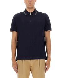 Paul Smith - Cotton Polo Shirt With Zipper - Lyst
