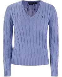 Polo Ralph Lauren - Plaited Cotton V-Neck Sweater - Lyst