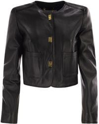 Elisabetta Franchi - Leather Jacket With Vinyl Details - Lyst