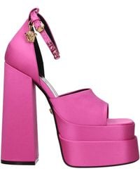 Versace - Pink Satin Sandal - Lyst