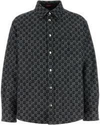 Gucci - Embrodiered Denim Reversible Shirt - Lyst