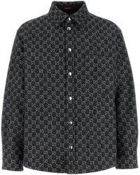 Gucci - Embrodiered Denim Reversible Shirt - Lyst