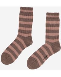 ANT45 - Stretch Cotton Blend Socks With A Striped Pattern - Lyst