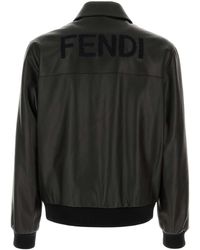 fendi-Black-Leather-Bomber-