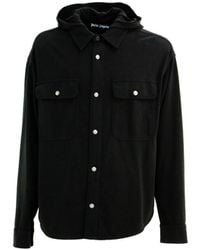 Palm Angels - Hooded Overshirt With Classic Logo And Flap Pockets - Lyst