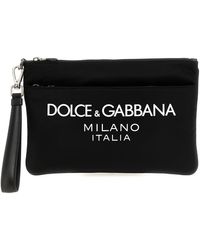 Dolce & Gabbana - Logo Print Clutch Bag Borse A Mano Nero - Lyst