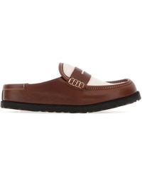 Birkenstock - Two-Tone Canvas And Nappa Leather Naples Slippers - Lyst