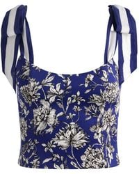 Alice + Olivia - Blanca Top Met Bloemenprint En Gestrikte Schouders - Lyst