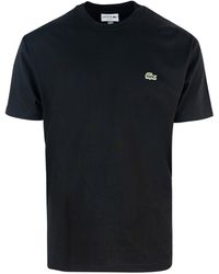 Lacoste - T -shirt Nera In Cotone - Lyst