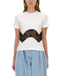 Nina Ricci - Jersey T-shirt With Lace Insert - Lyst