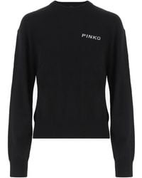 Pinko - Wool Sweater With Contrasting Logo Detail - Lyst