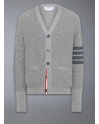 Thom Browne - Garment Dye Vest Met Gestikte V-hals Vest Van Katoen Met Tonale 4-bar Streep - Lyst