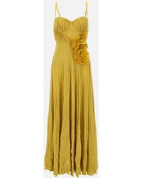 Elisabetta Franchi - Golden Lurex Stretch Evening Jurk - Lyst