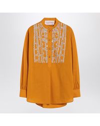 Valentino - Ochre Shirt With Beads And Lace - Lyst