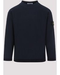 Stone Island - Truien & Vesten ,Blauw ,Katoen Zomerse Gebreide Pullover - Lyst