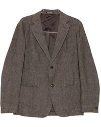 Emporio Armani - Linen Single-Breasted Blazer Jacket - Lyst