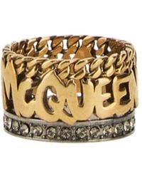 McQueen - Antiqued Gold Graffiti Ring - Lyst