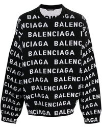 Balenciaga - Pull À Logo En Intarsia - Lyst