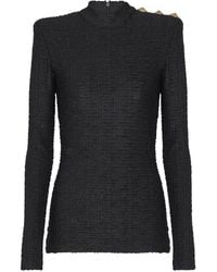 Balmain - Ls Bouclette Top Met Monogram - Lyst
