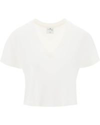 Courreges - T Shirt Cropped Con Logo - Lyst