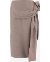 Carven - Crossover Wool Skirt With Knot - Lyst