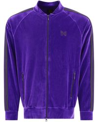 Needles - Velvet Sweatshirt With Zip Front - Lyst