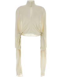 Alaïa - Alaia Cream Crepe Blouse - Lyst