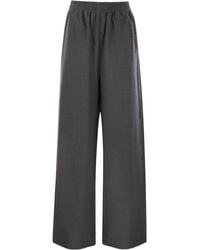 Fabiana Filippi - Fluid Wide Flannel Trousers With Elastic Waistband - Lyst
