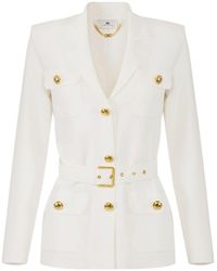Elisabetta Franchi - Belted Single-Breasted Jacket - Lyst