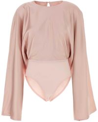 Norma Kamali - Pink Satin Bodysuit - Lyst