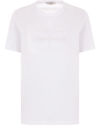 Elisabetta Franchi Logo Modal T-Shirt in White | Lyst
