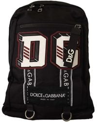 Dolce & Gabbana Nylon Dg Patch Travel School Backpack Bag One Size - Black