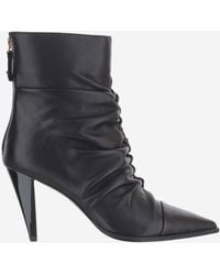 Pinko - Embossed Zip Ankle Leather Boots - Lyst