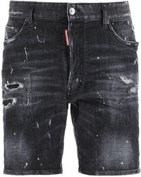 DSquared² Pantalones cortos de mezclilla desgastada 'Marine' de Denim negro