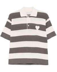 Ami Paris - Ami De Coeur Striped Polo Shirt - Lyst