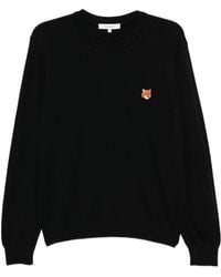 Maison Kitsuné - Jersey de lana con cuello redondo y cabeza de zorro de Maison Kitsune - Lyst