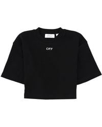 Off-White c/o Virgil Abloh - Cropped T-Shirt With Logo Cotton T-Shirts - Lyst